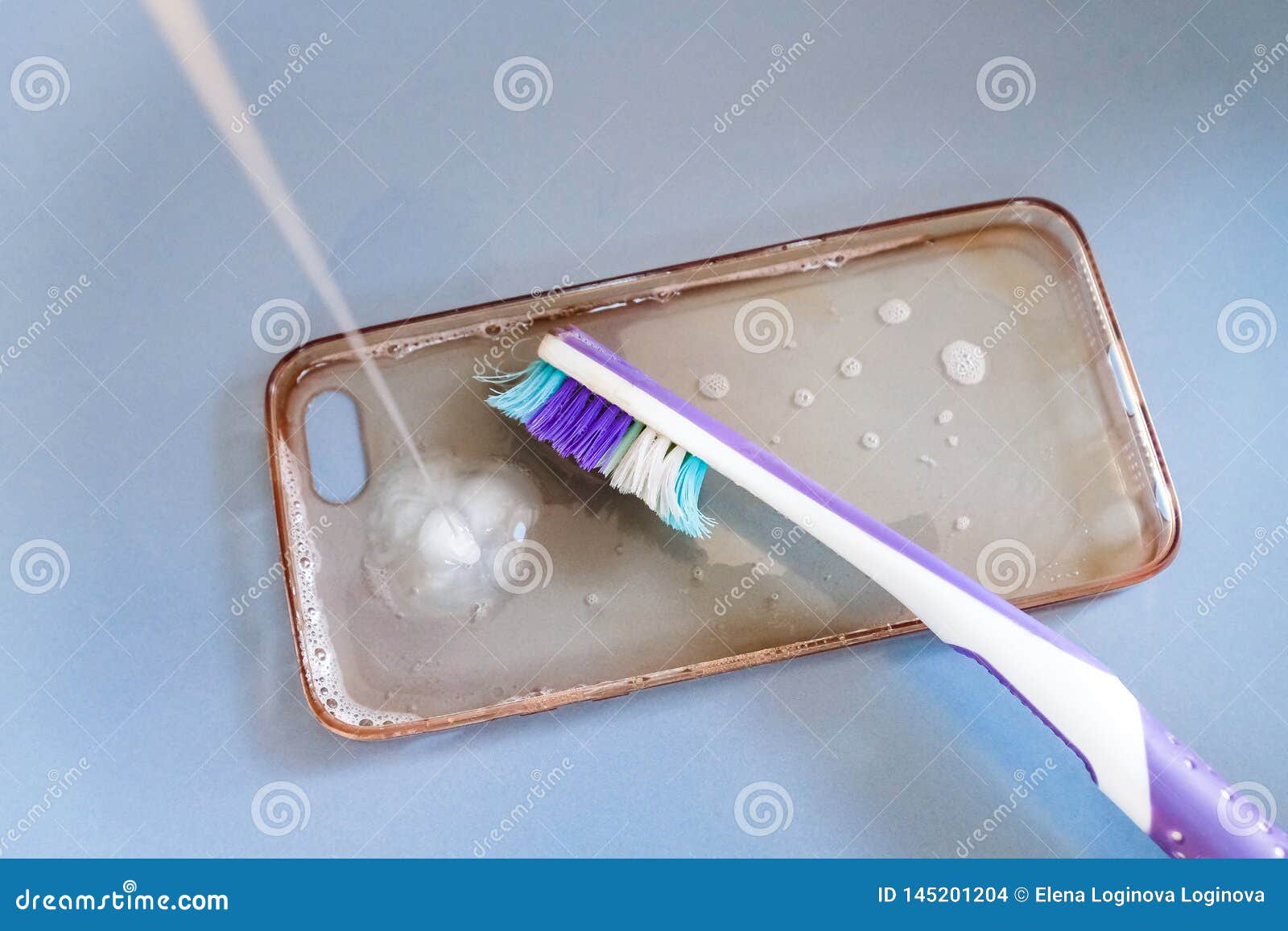 Cleaning the Silicone Phone Case with Toothbrush, Foam and Soap