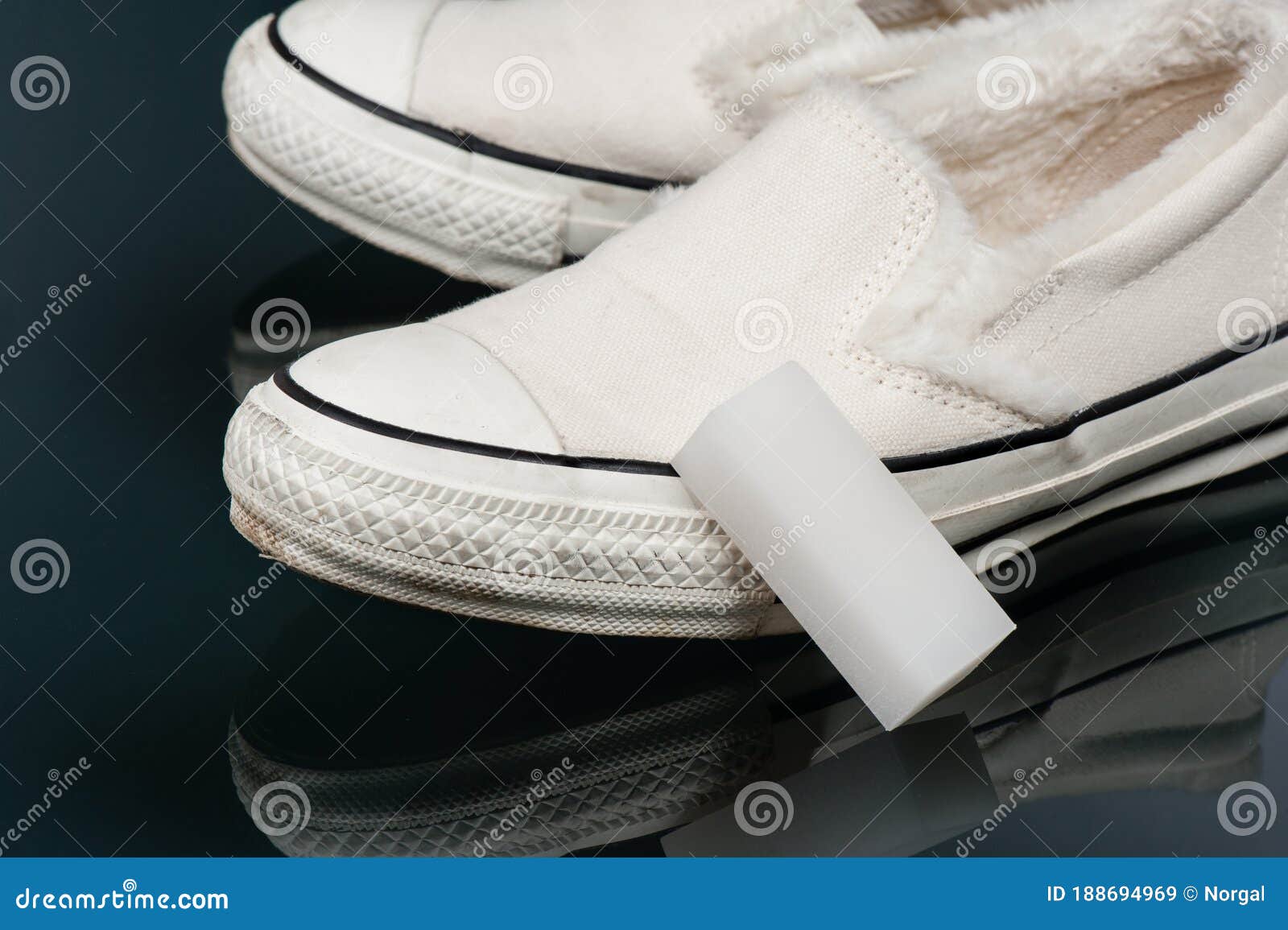 Cleaning the sneaker stock image. Image 