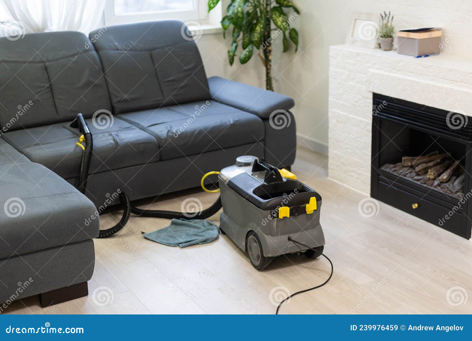 Cleaning Sofa with Vacuum Cleaner Stock Image Image of clean