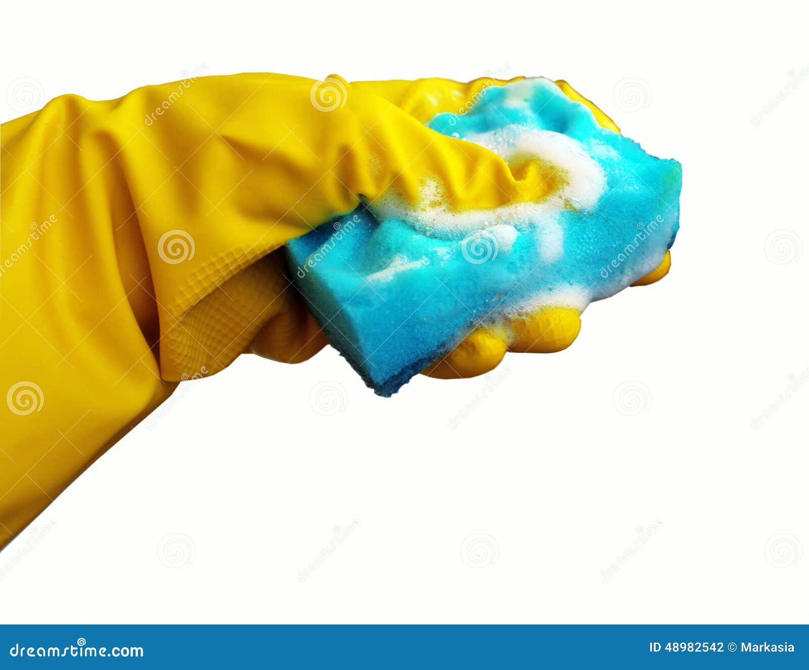 Cleaning Sponge and Protective Rubber Gloves Stock Photo Image of