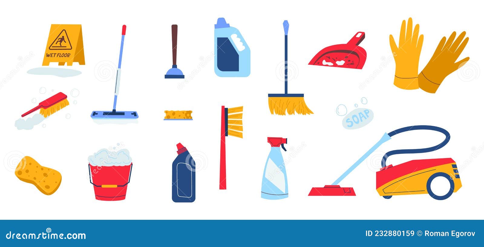 Cleaning tools isolated house washing equipment Vector Image