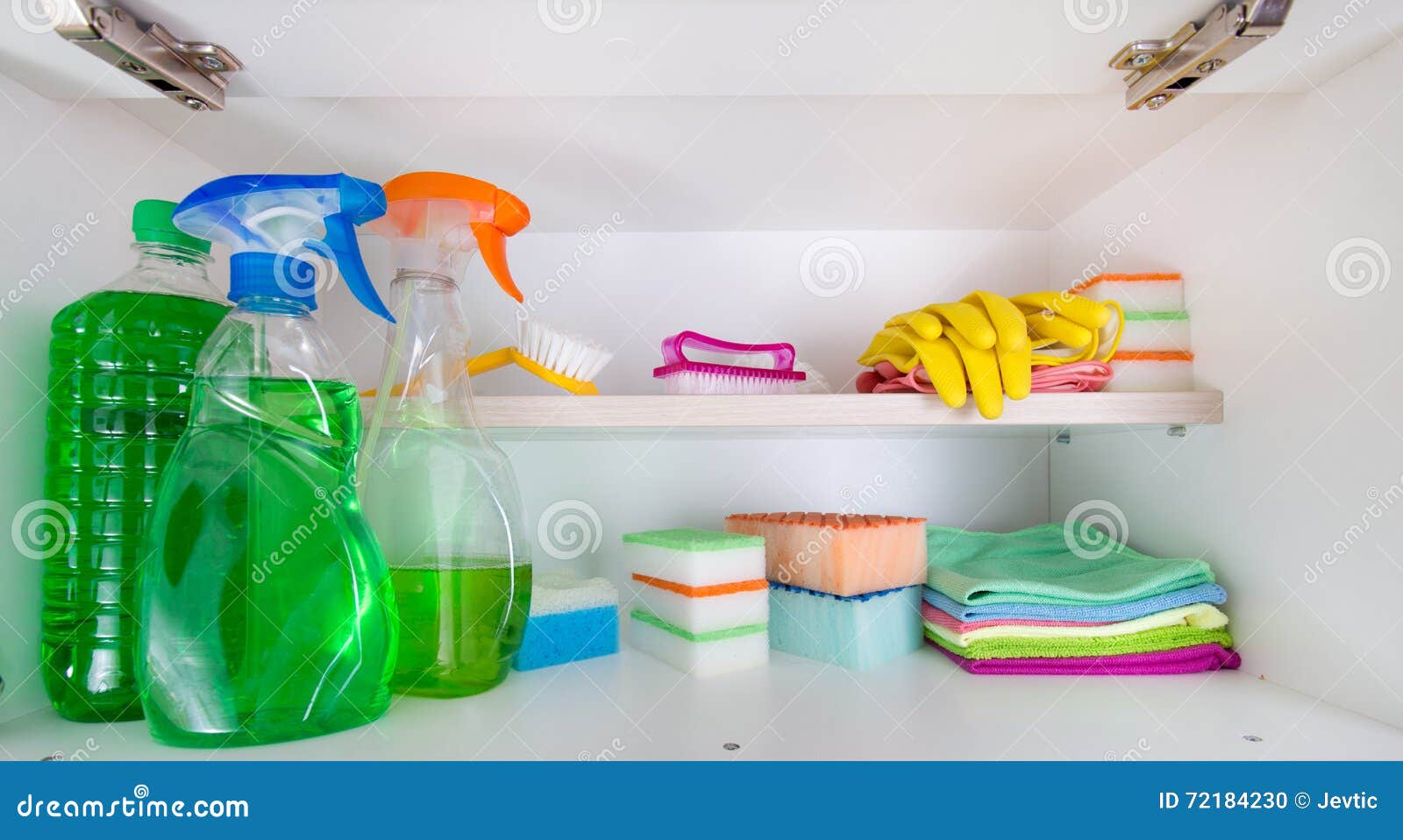 Cleaning Supplies in Pantry Stock Photo Image of gloves, house 72184230