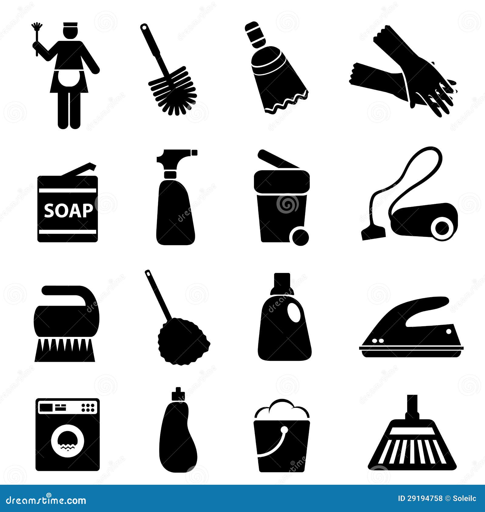 cleaning supplies and tools