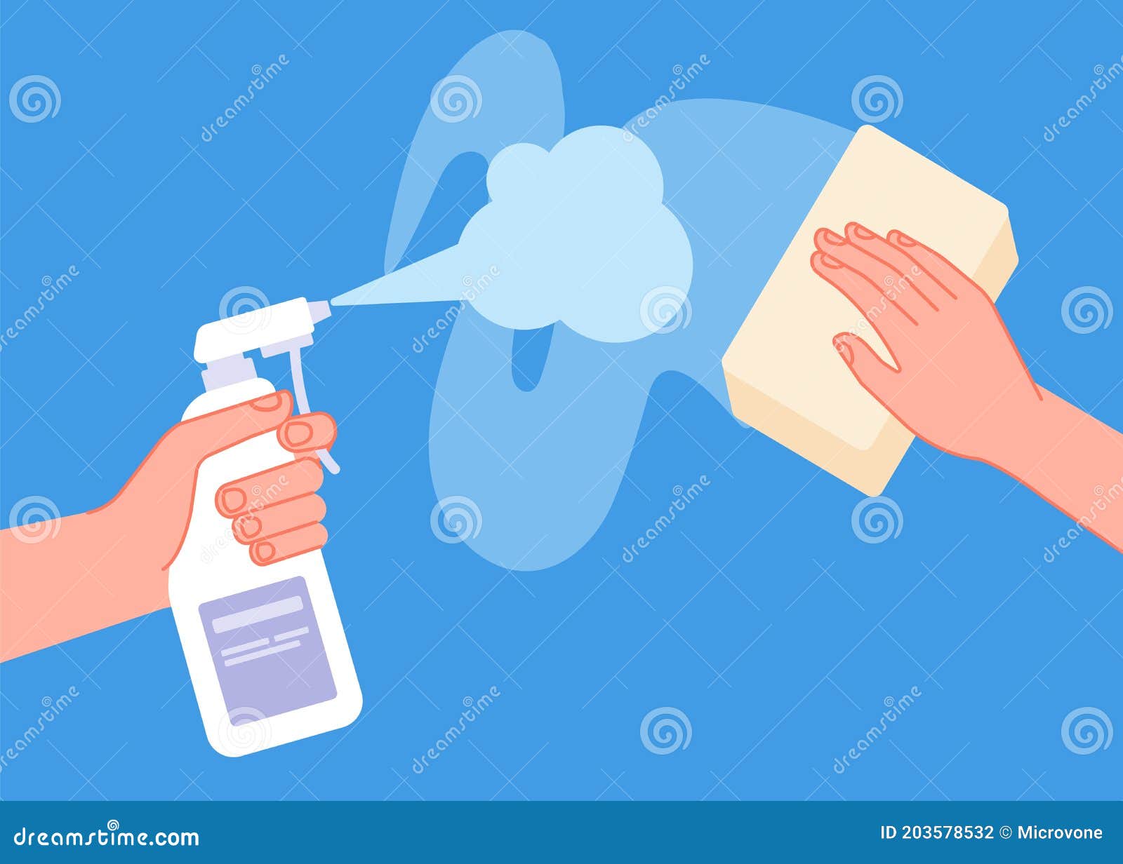 Cleaning Surface. Clean Table, Wipe Sanitise or Disinfect Desk. Hand ...