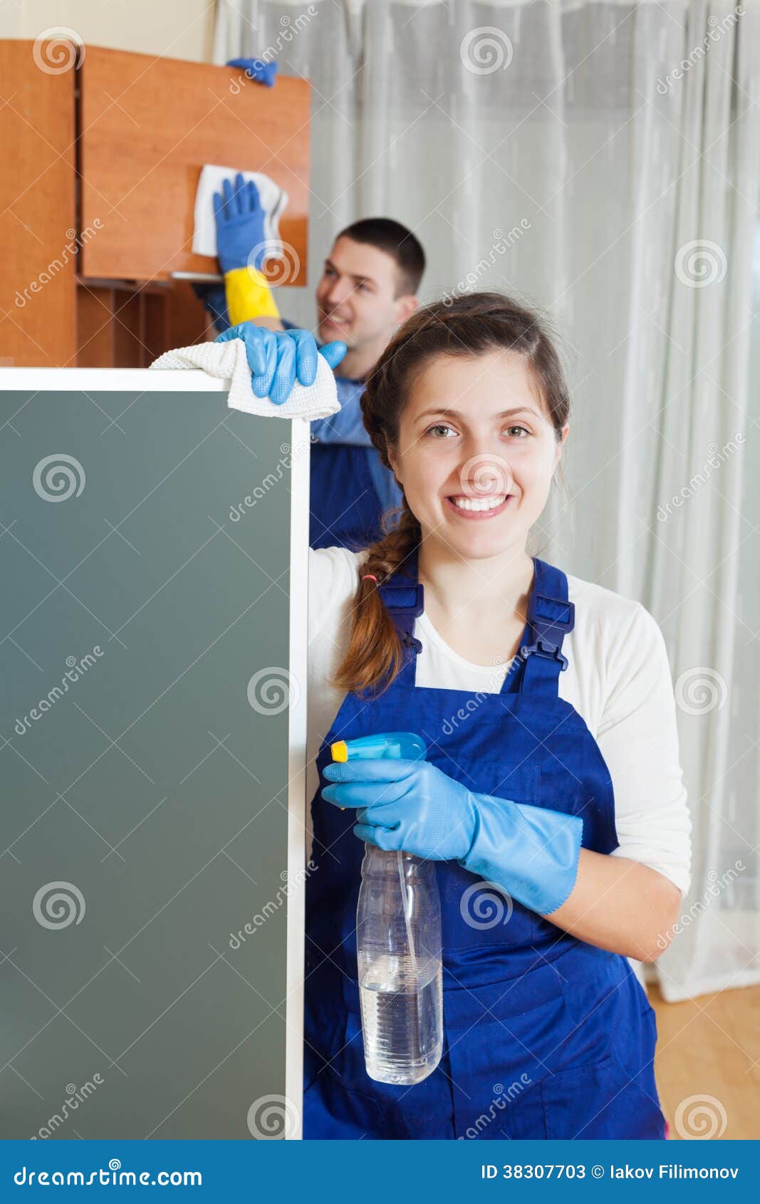 Cleaning team stock image. Image of home, action, houseman 38307703