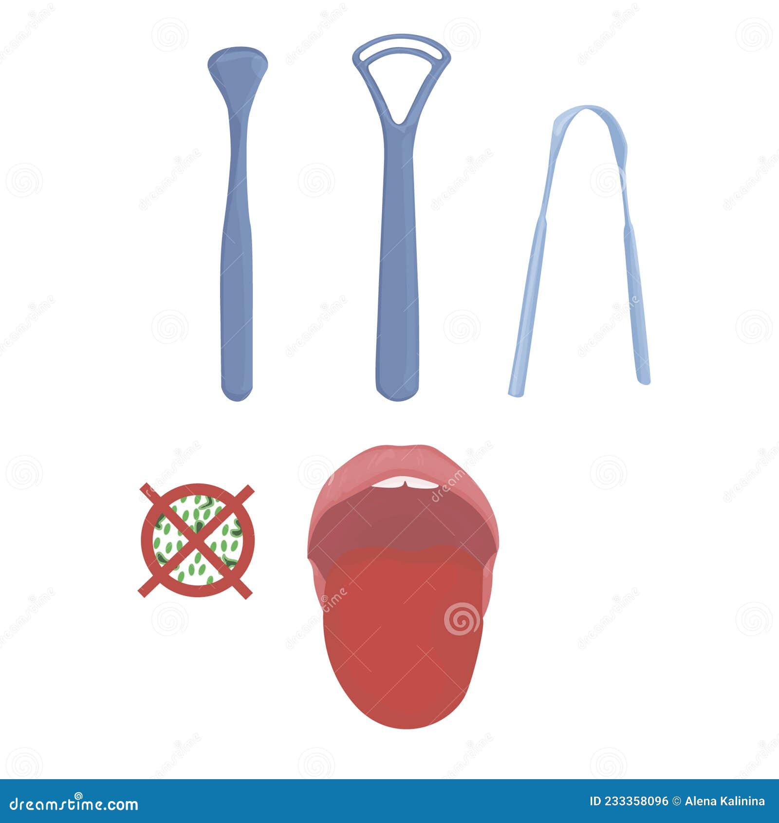 Cleaning the Tongue from Plaque. Tongue Cleaning Tools Isolated on