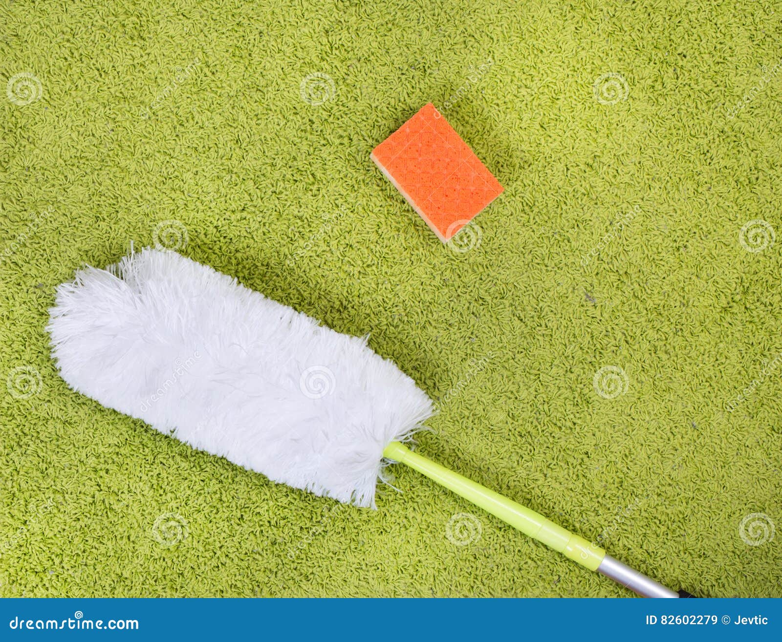 Cleaning tools on carpet stock image. Image of fluffy 82602279