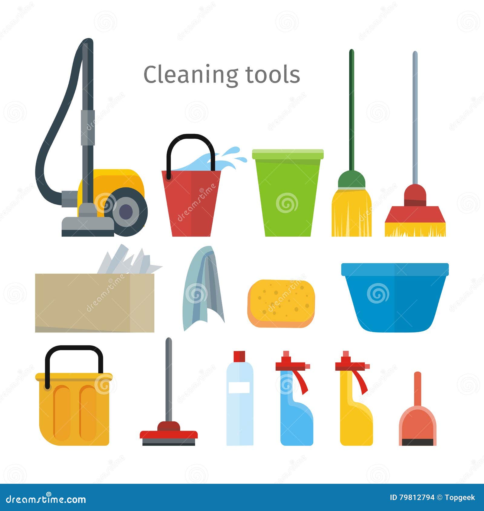 Cleaning Tools Isolated. House Washing Equipment. Stock Vector -  Illustration of housework, housekeeping: 79812794