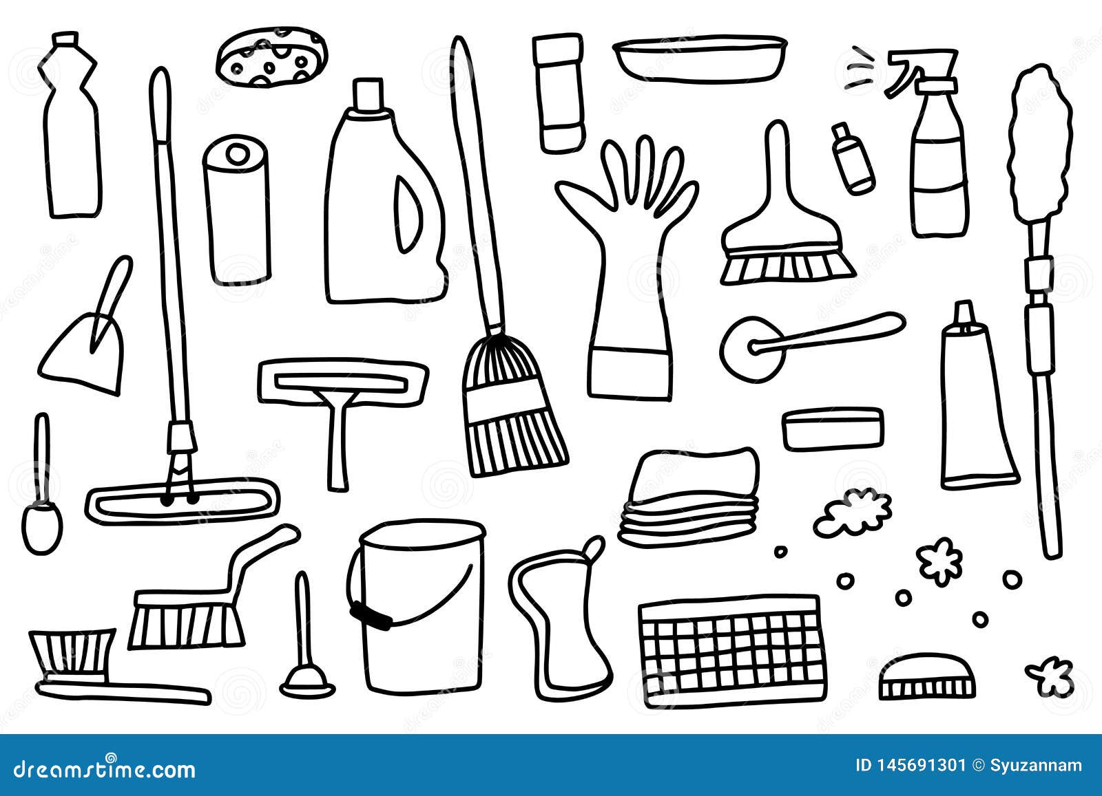 Cleaning Tools. Vector Set of Cleaning Equipment. Stock Vector