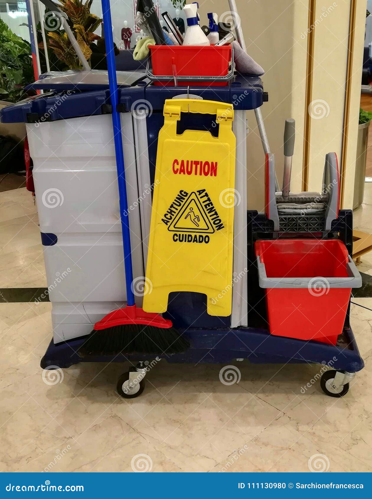 The cleaning trolley stock photo. Image of service, industrial 111130980