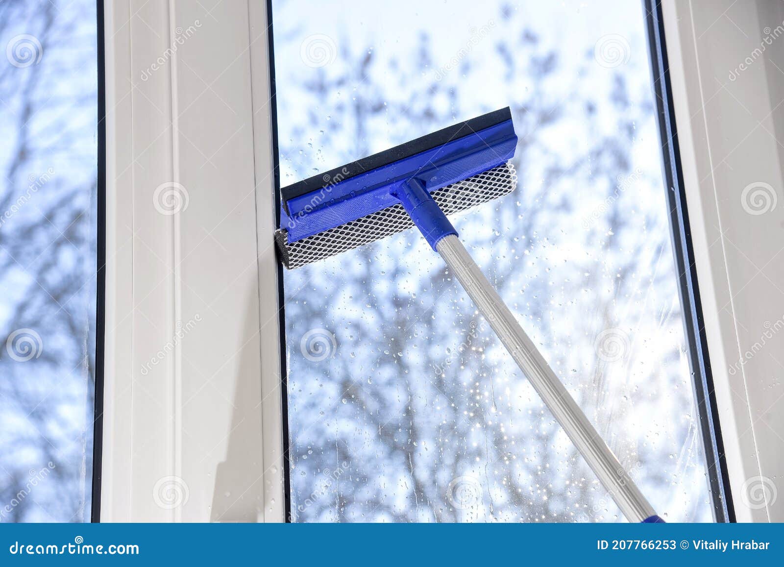 Cleaning of Vinyl Plastic Window. Squeegee Tool Stock Image Image of insulated, remove 207766253