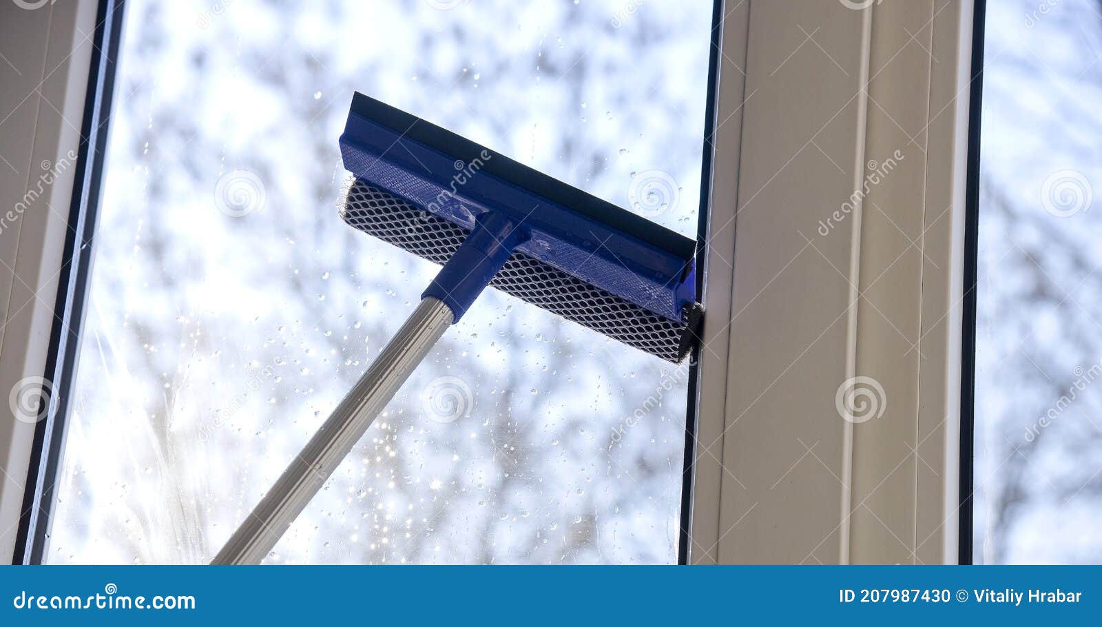 Cleaning of Vinyl Plastic Window. Squeegee Tool Stock Photo Image of office, frame 207987430