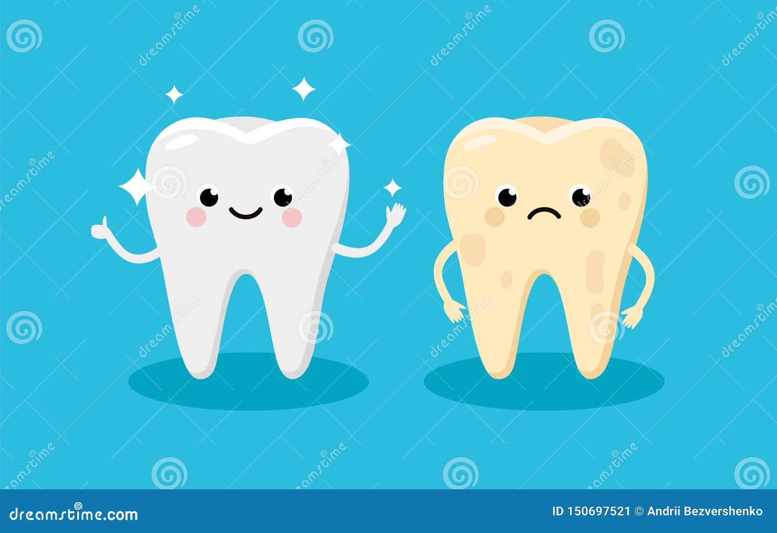 Cleaning And Whitening Teeth Concept Vector Illustration. Snow-white