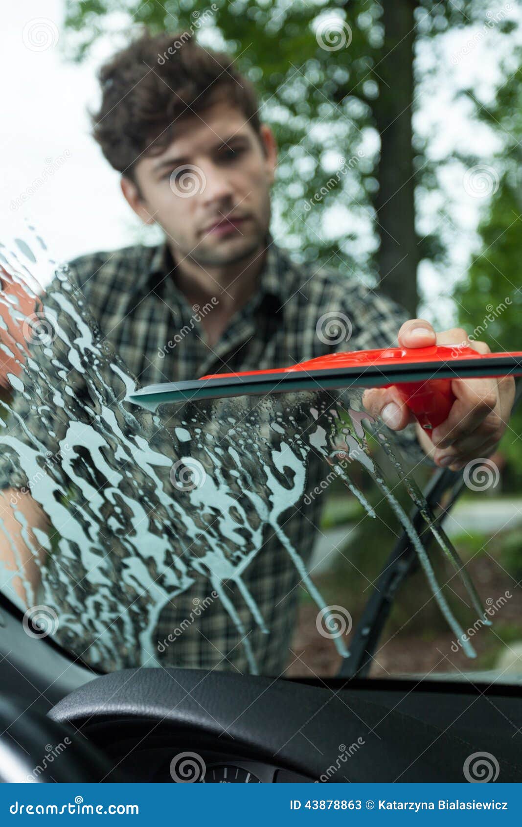Cleaning Windscreen in a Car Stock Image Image of auto, hand 43878863