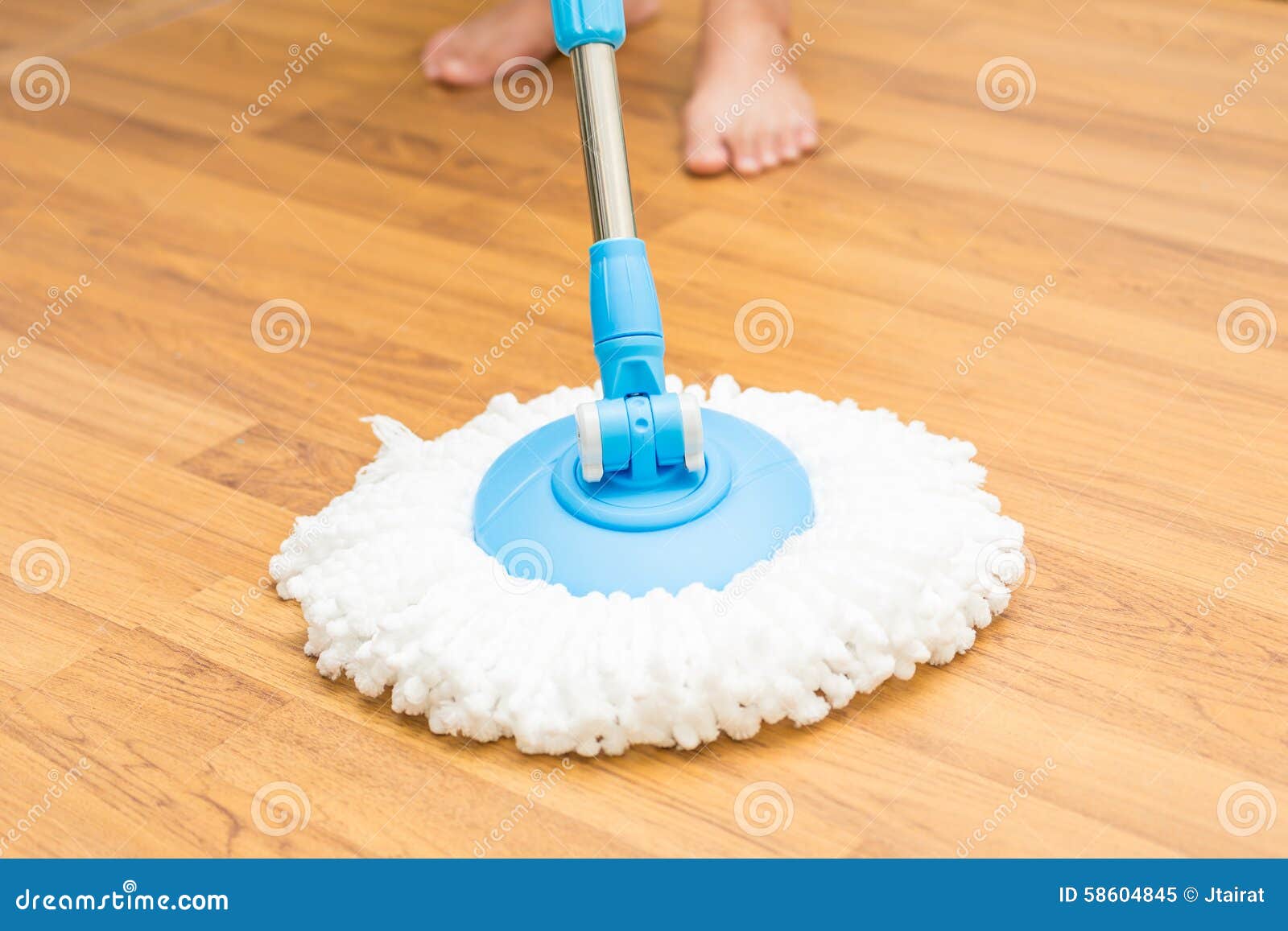 Cleaning Wood Floor By Modern Mop Stock Image Image Of Tool