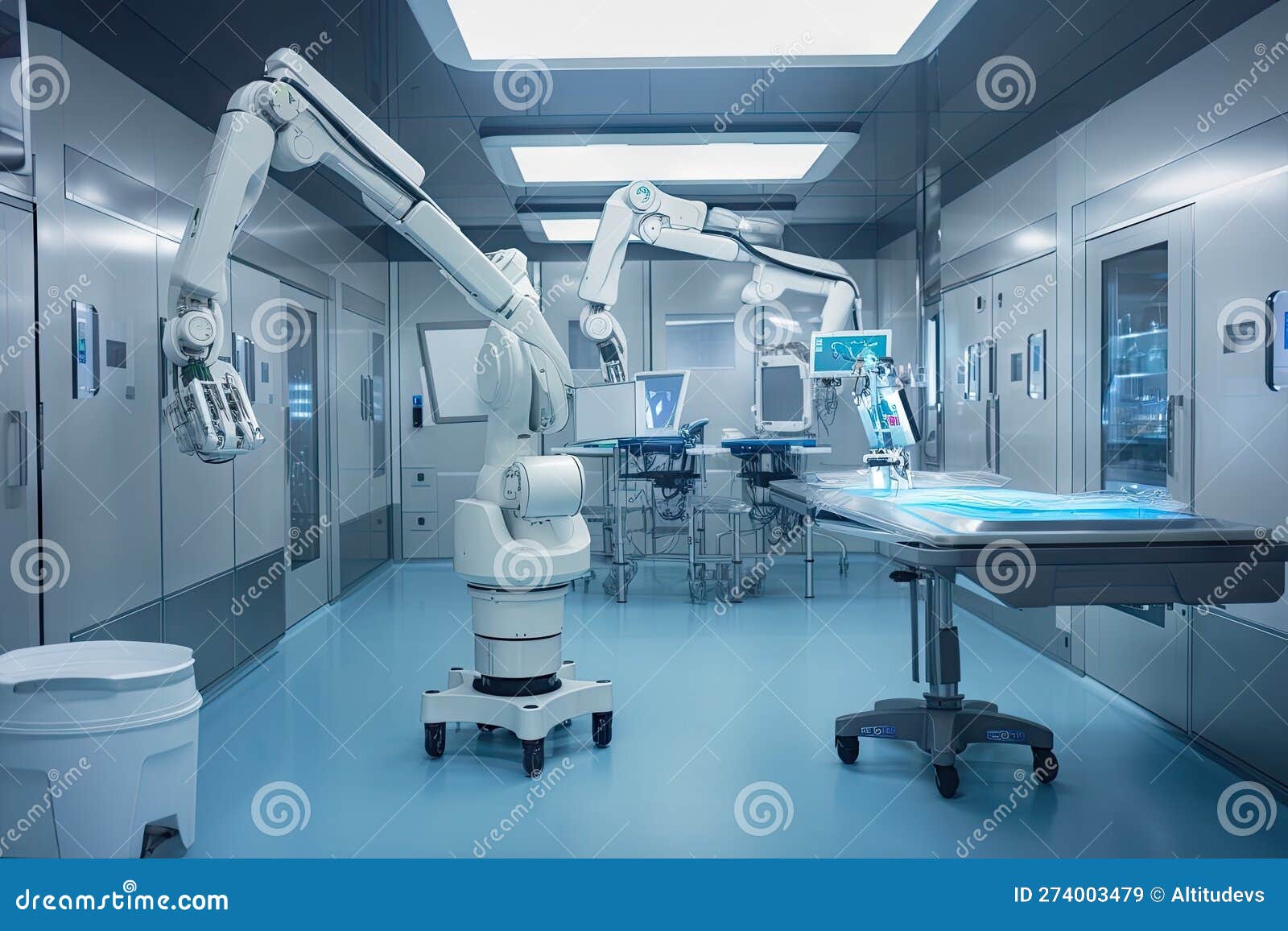 Cleanroom With Surgical Robots Performing Delicate Stock Photography ...