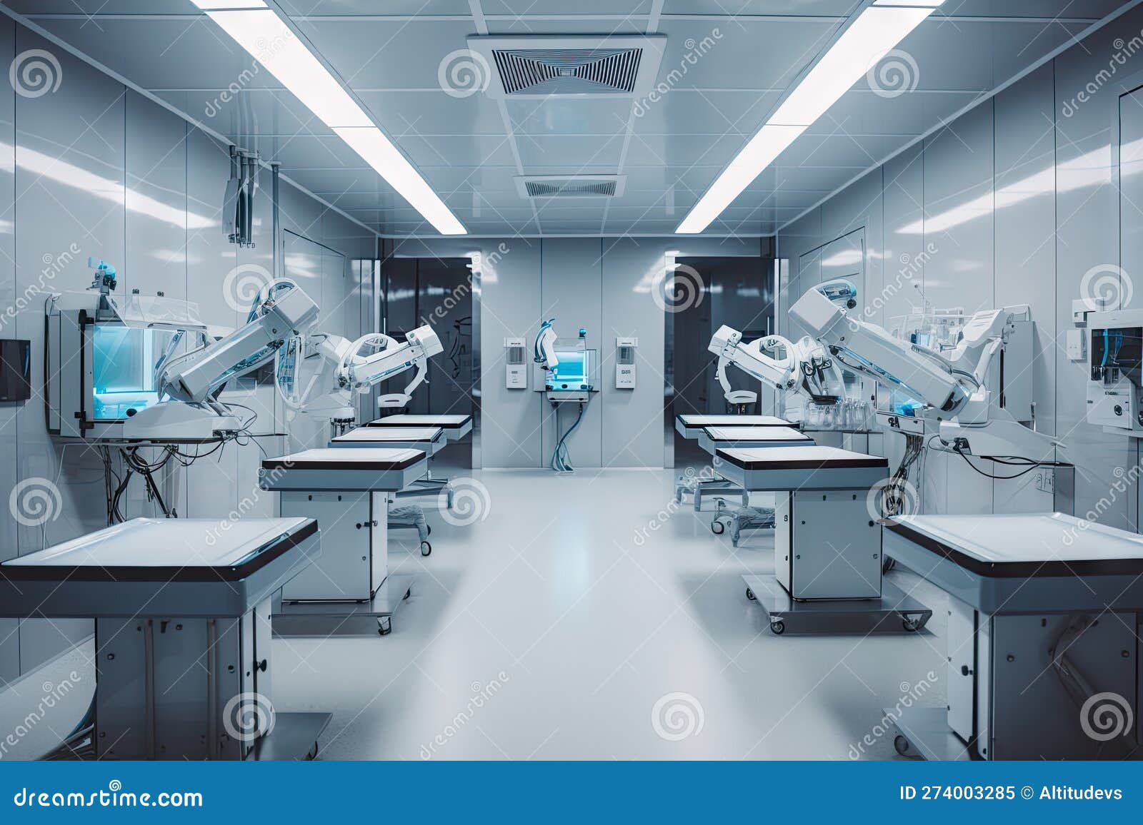 Cleanroom With Surgical Robots Performing Delicate Stock Photography ...