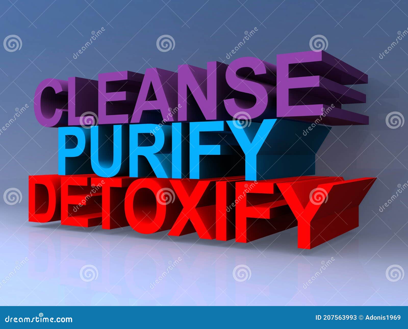 cleanse purify detoxify on blue