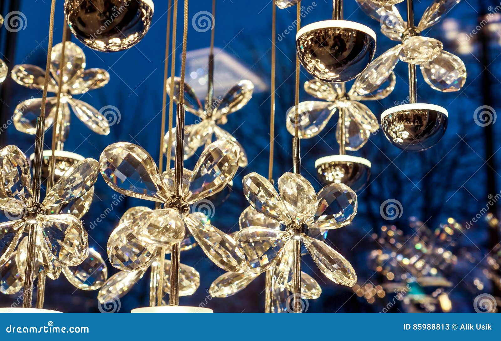 Clear Crystal Butterfly As Part Of Luxury Lamp Stock Image Image