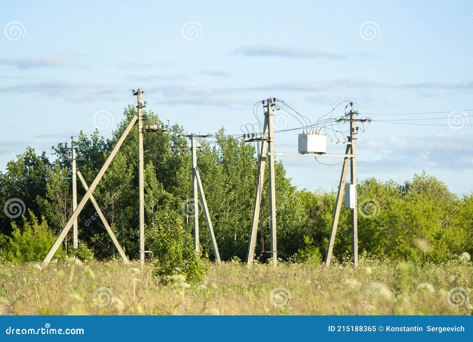 Clear Electric Post on Blue Sky on Stock Image Image of meadow