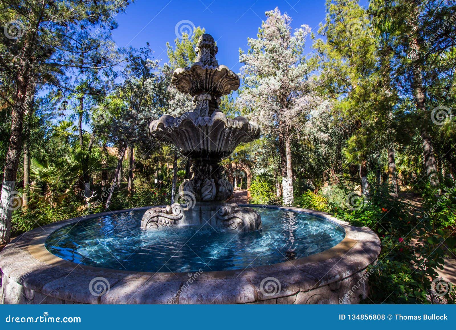 Clear Fountain in Monastery Gardens Stock Photo - Image of round