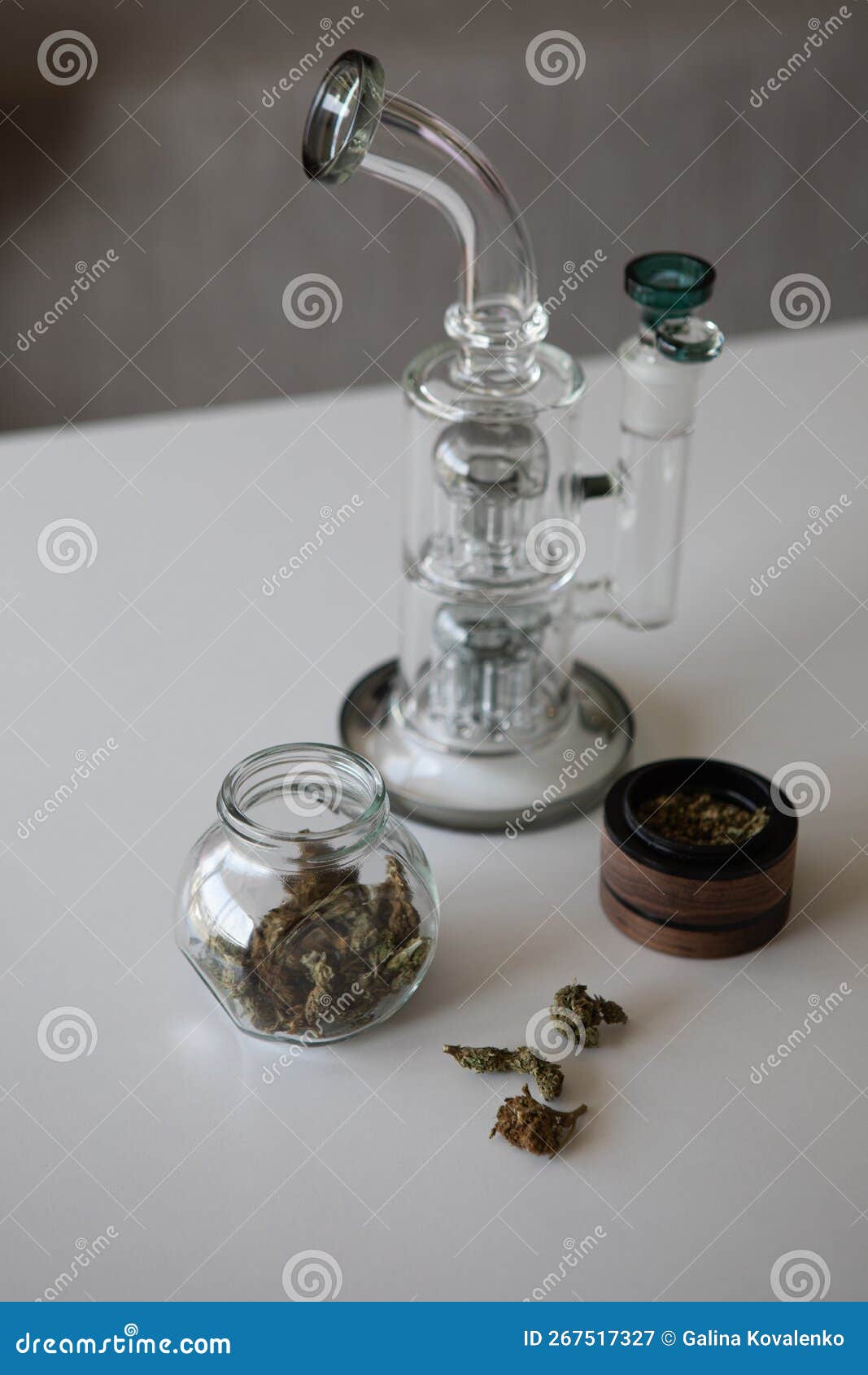 Clear Glass Bong. Smoking Marijuana at Home Stock Image - Image of