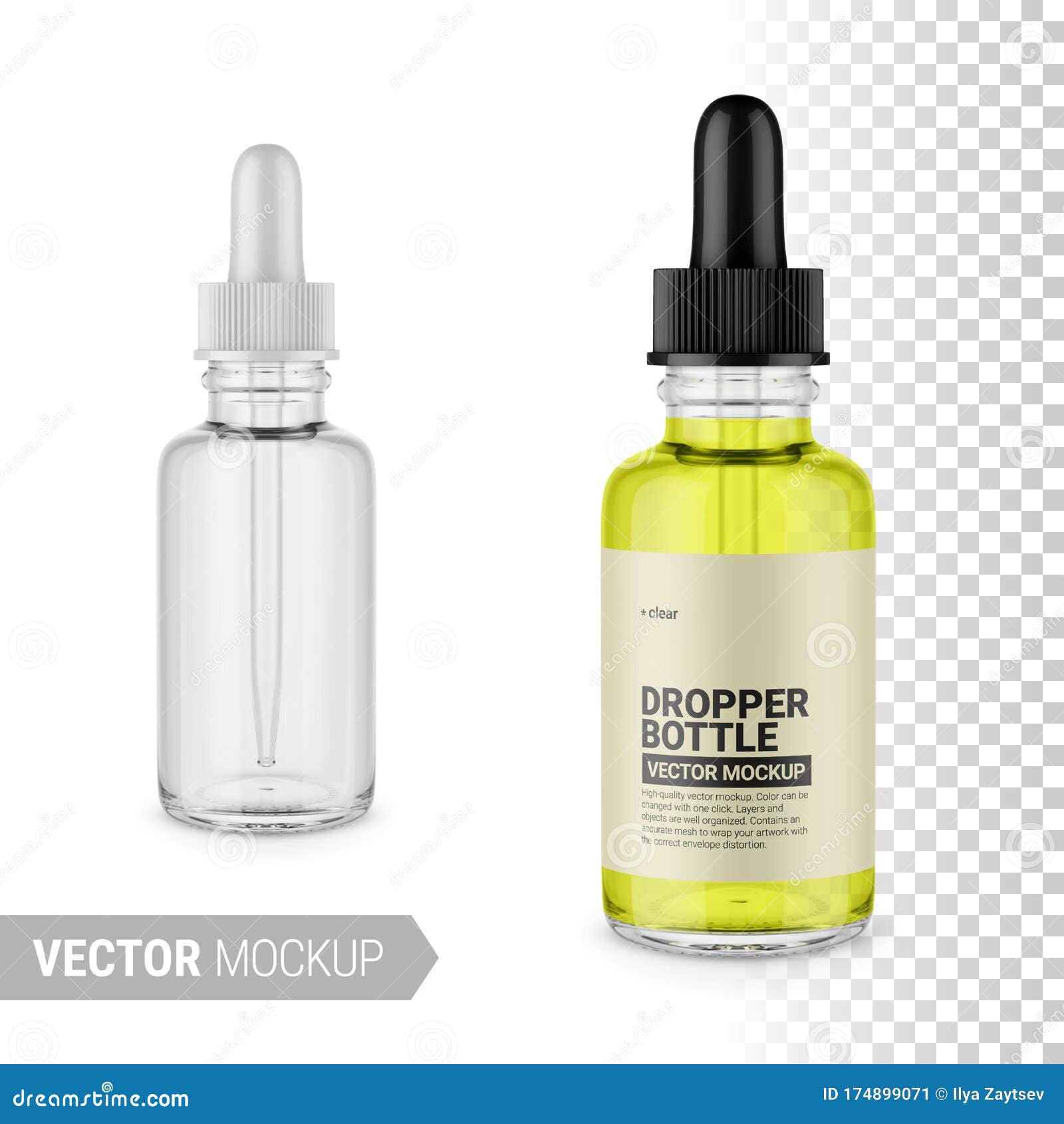 Download Clear Glass Dropper Bottle Mockup Vector Illustration Stock Illustration Illustration Of Container Bottle 174899071