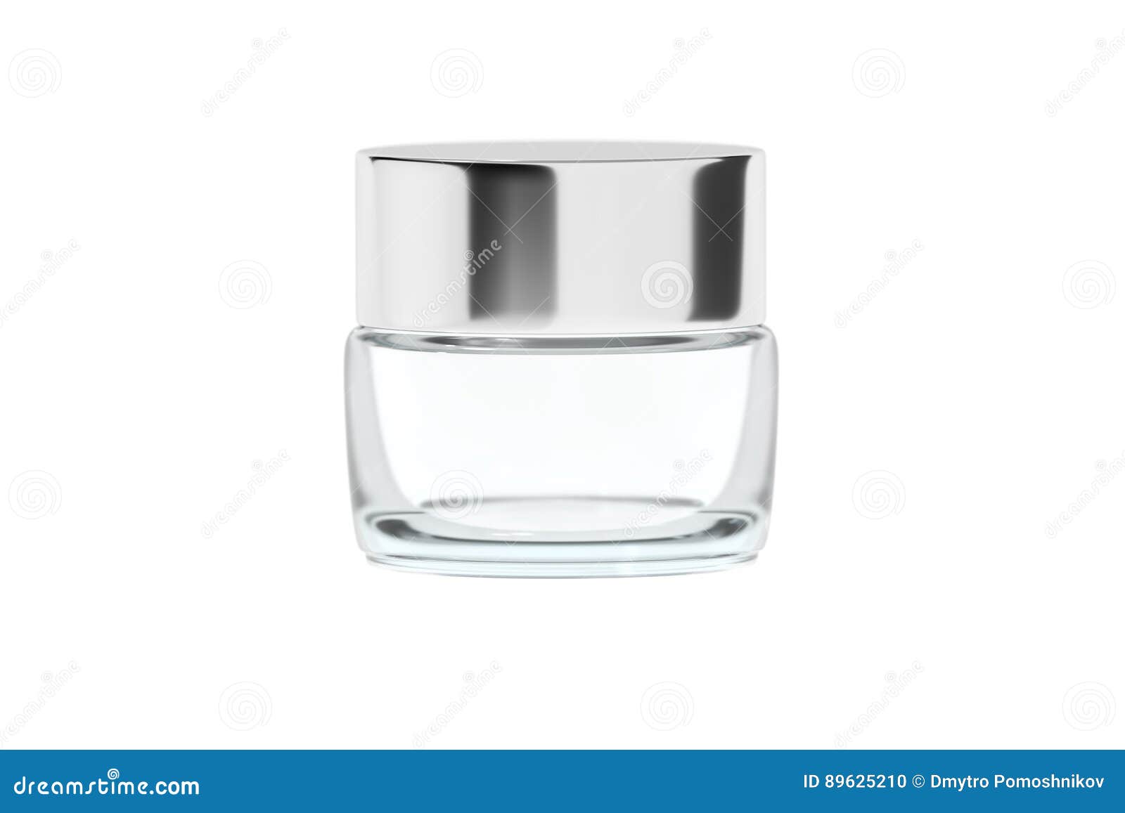 Clear Glass Jar with Chrome Glossy Plastic Lid 3D Rendering Stock Photo Image of design