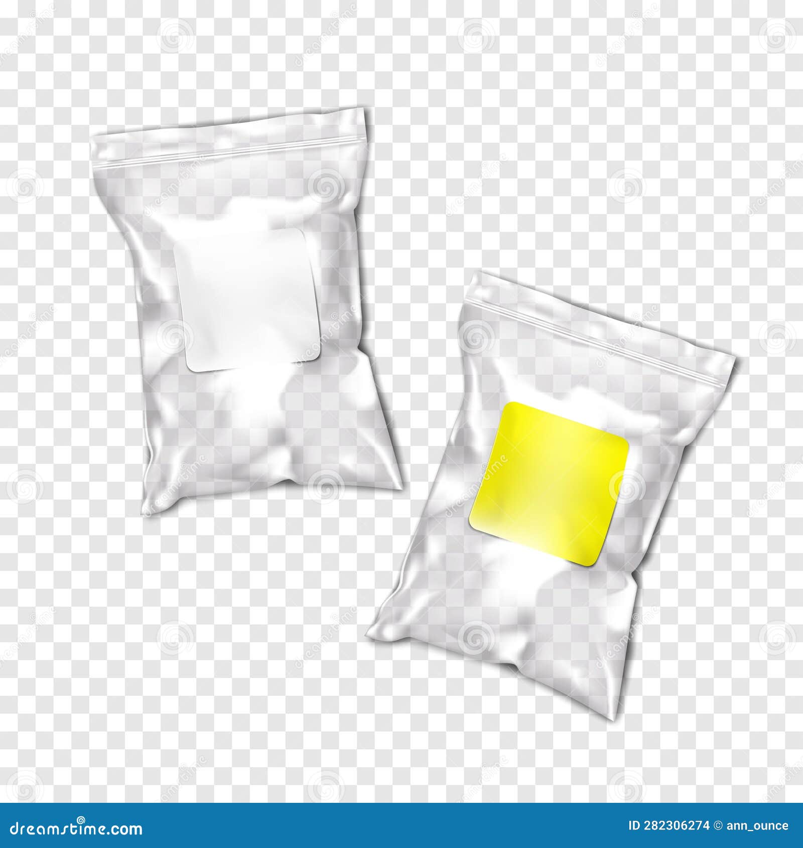 Shiny white plastic bag mockup transparent png