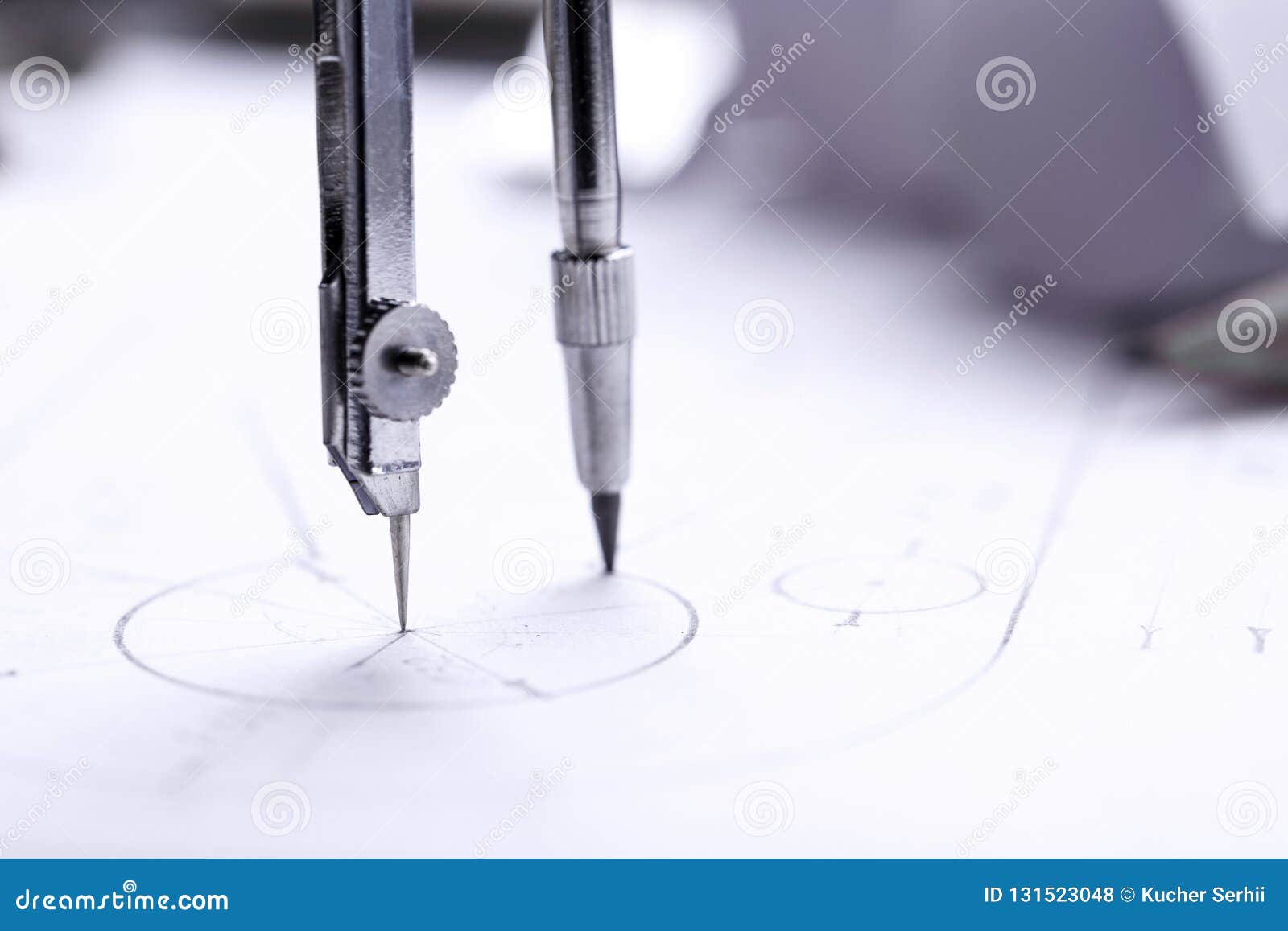 Clear Lines of Drawing on Paper Form a Fragment of the Drawing Stock