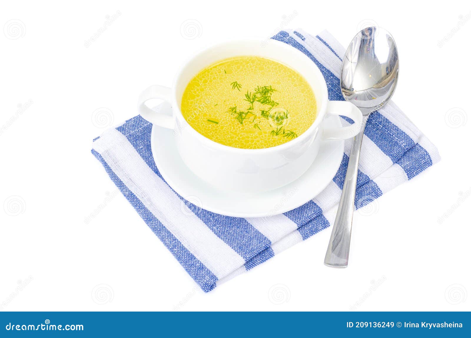 Clear Meat, Chicken Broth in White Bowl. Studio Photo Stock Image