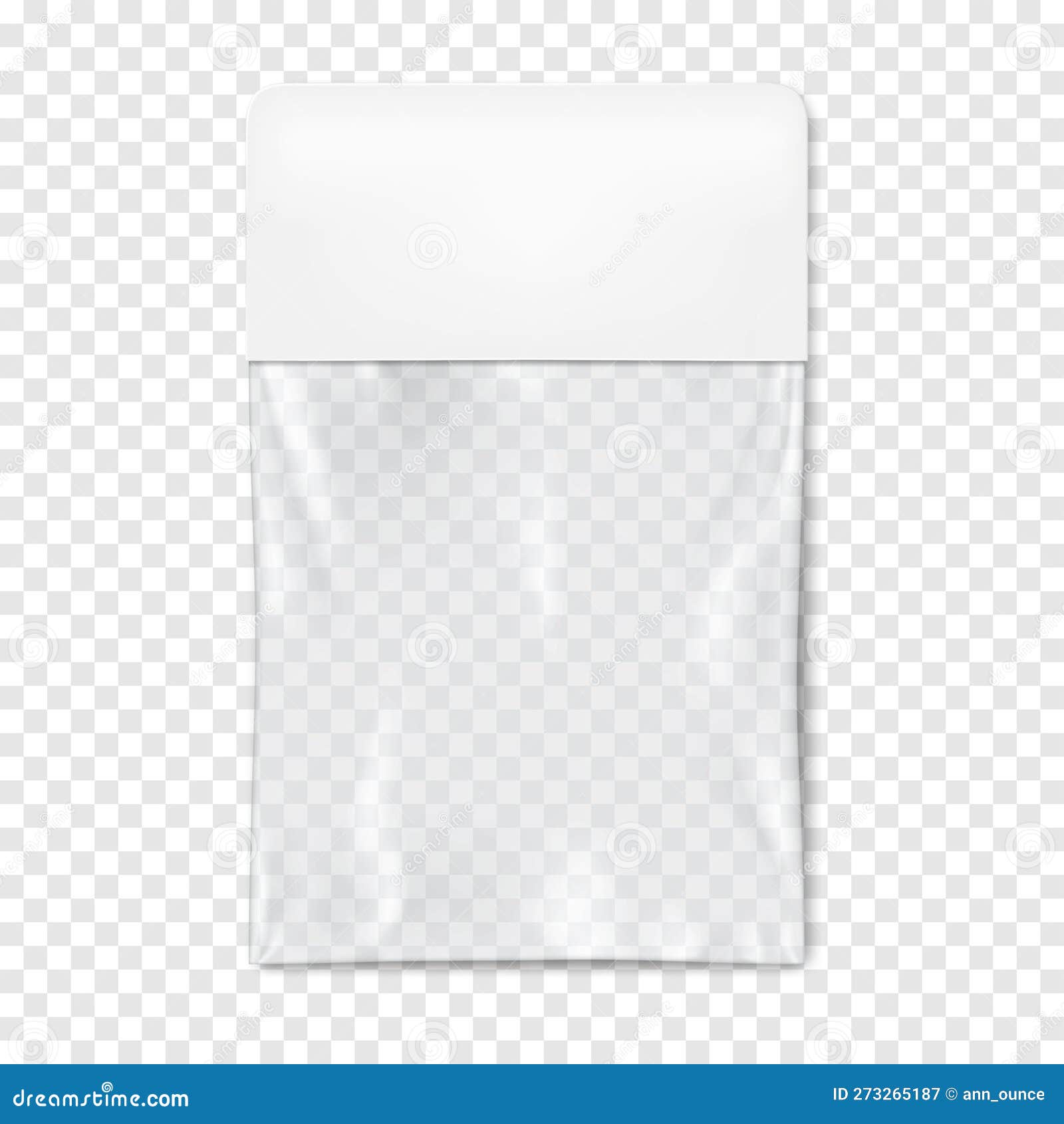 Empty Square Clear Plastic Pouch Bag With White Blank Paper Top