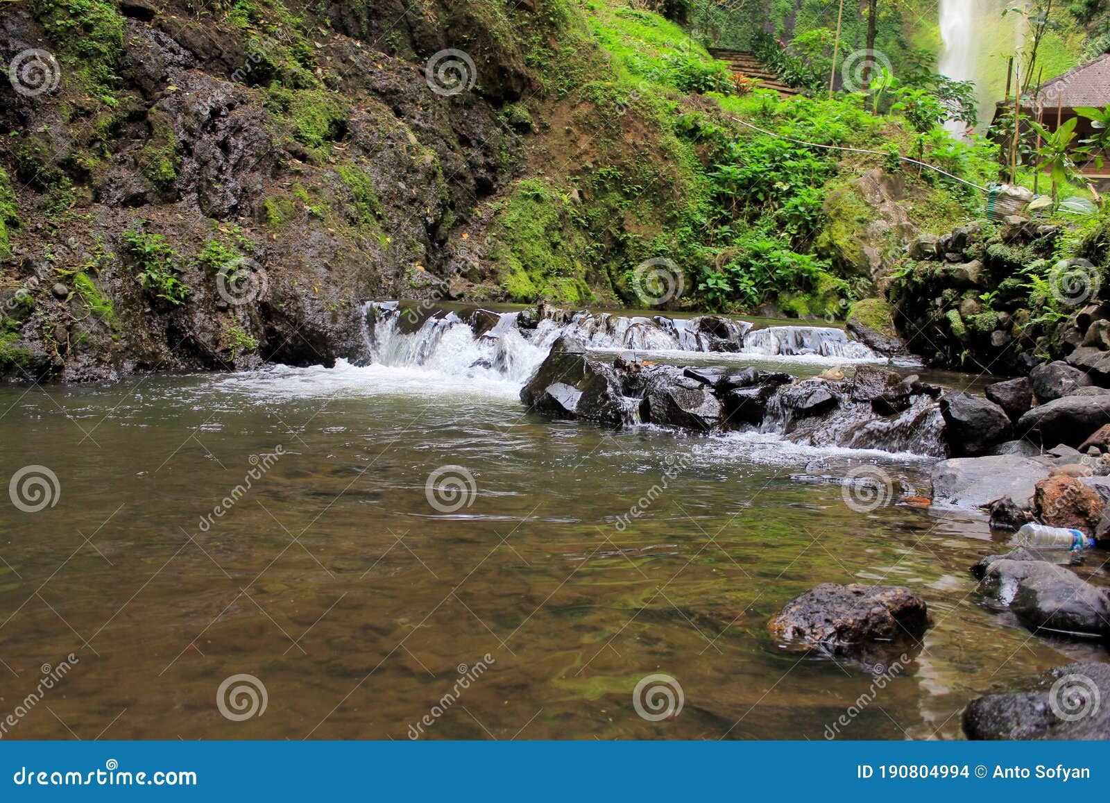 Clear River  In The Waterfall Cimahi Bandung  Indonesia 