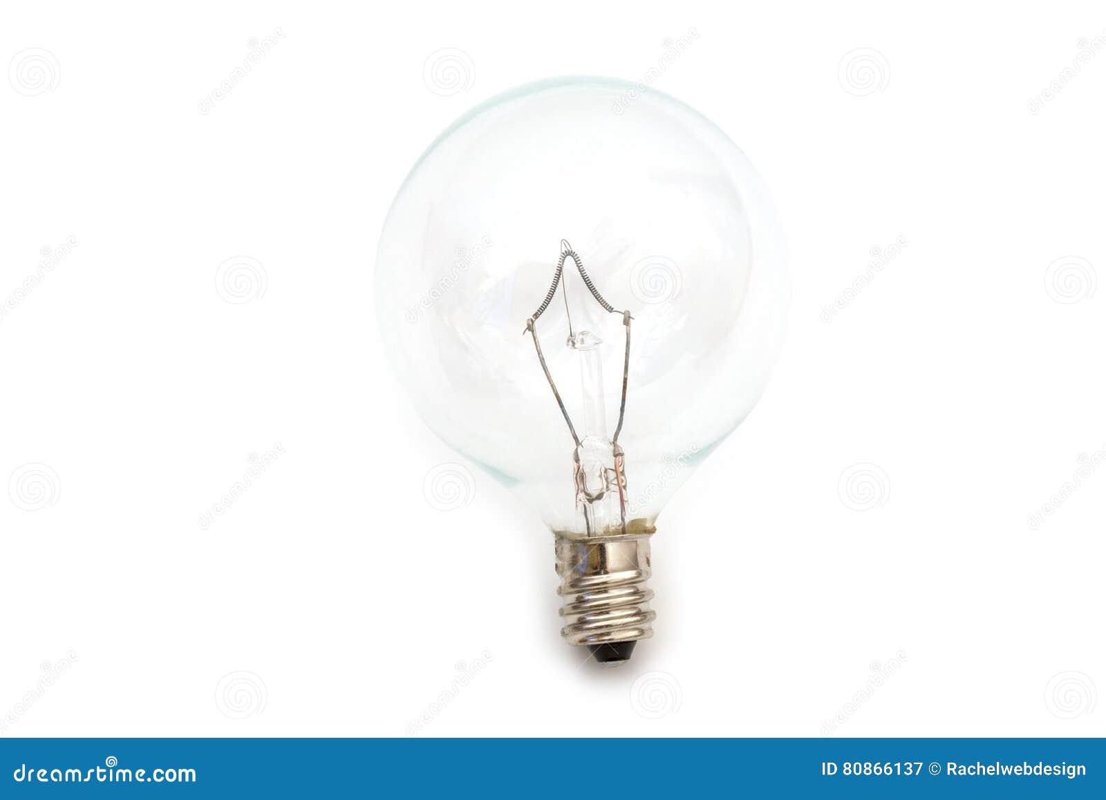 Clear Small Base Specialty Lightbulb with Round Head Isolated on Stock