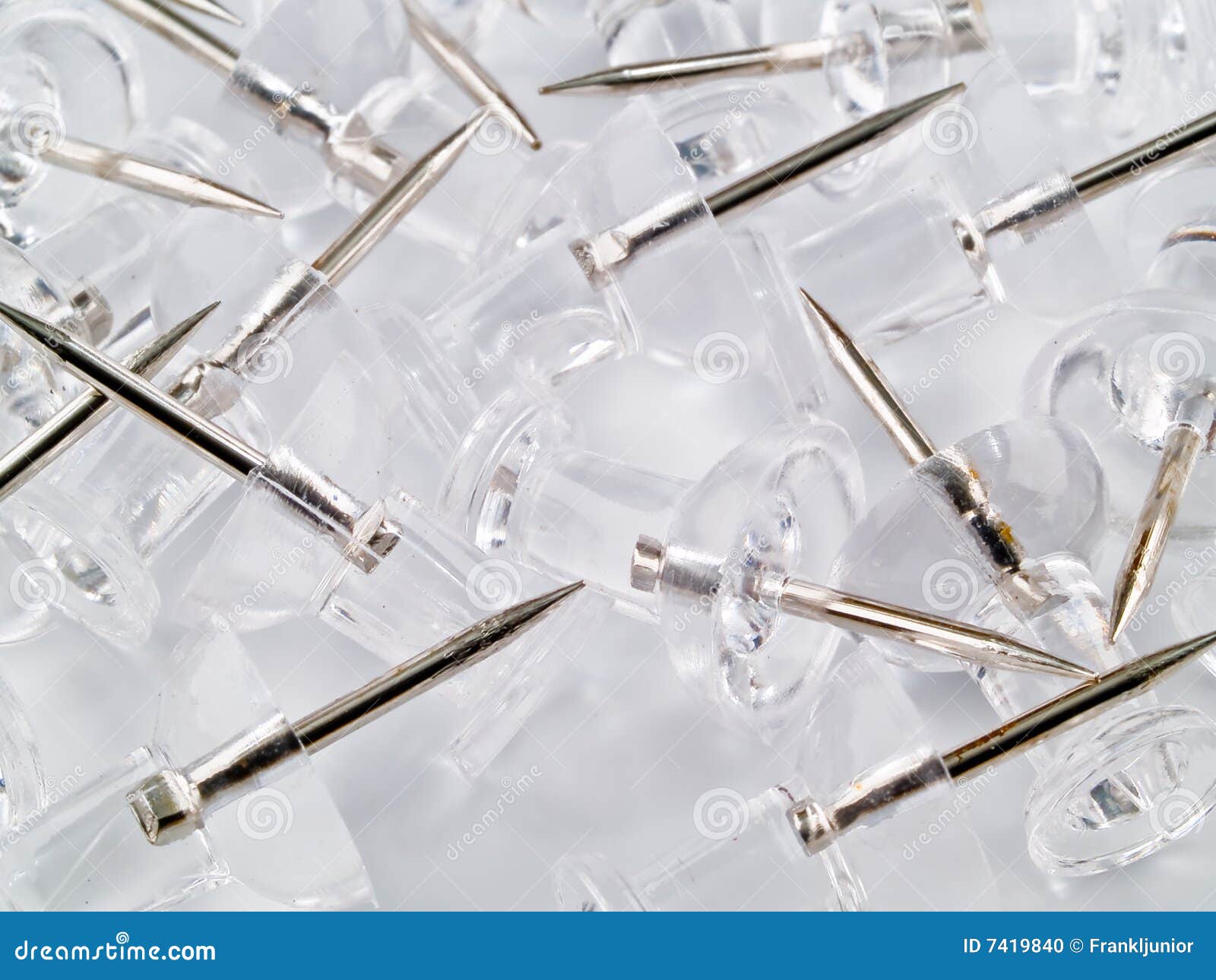 Clear Thumb Tacks 3 stock photo. Image of plastic, silver 7419840