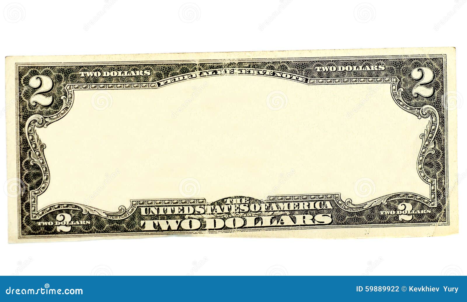 Clear Two Dollar Bill Border with Empty Middle Area Stock Photo - Image ...
