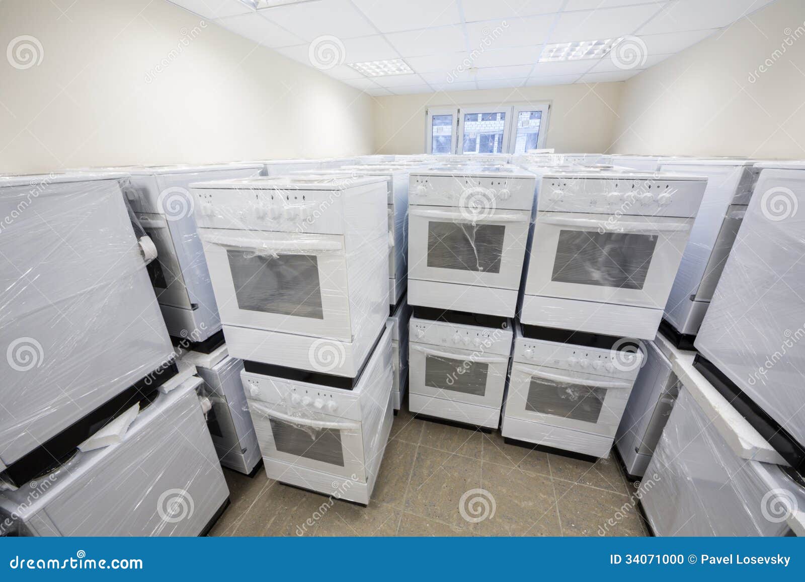Clear Warehouse Electric Stoves Stock Photo Image of room, detail