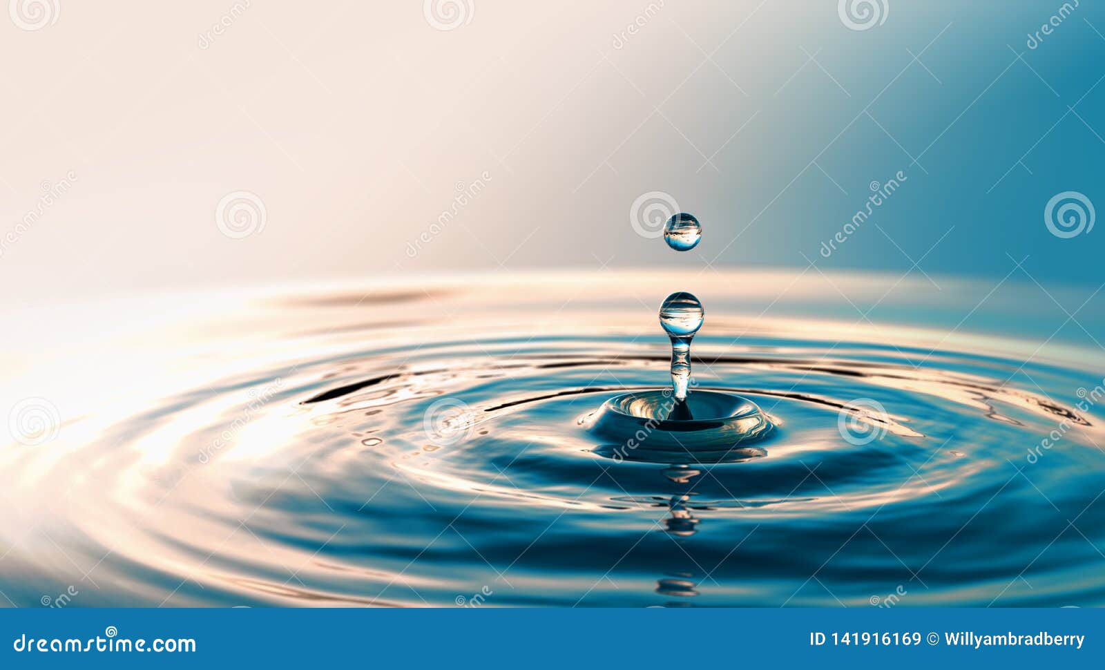 clear water drop with circular waves