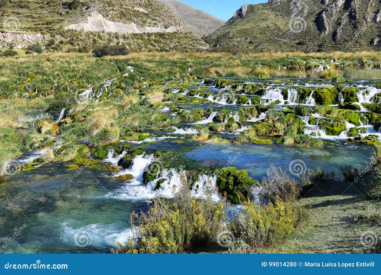 clear waters of caÃÂ±ete river near vilca villag, peru