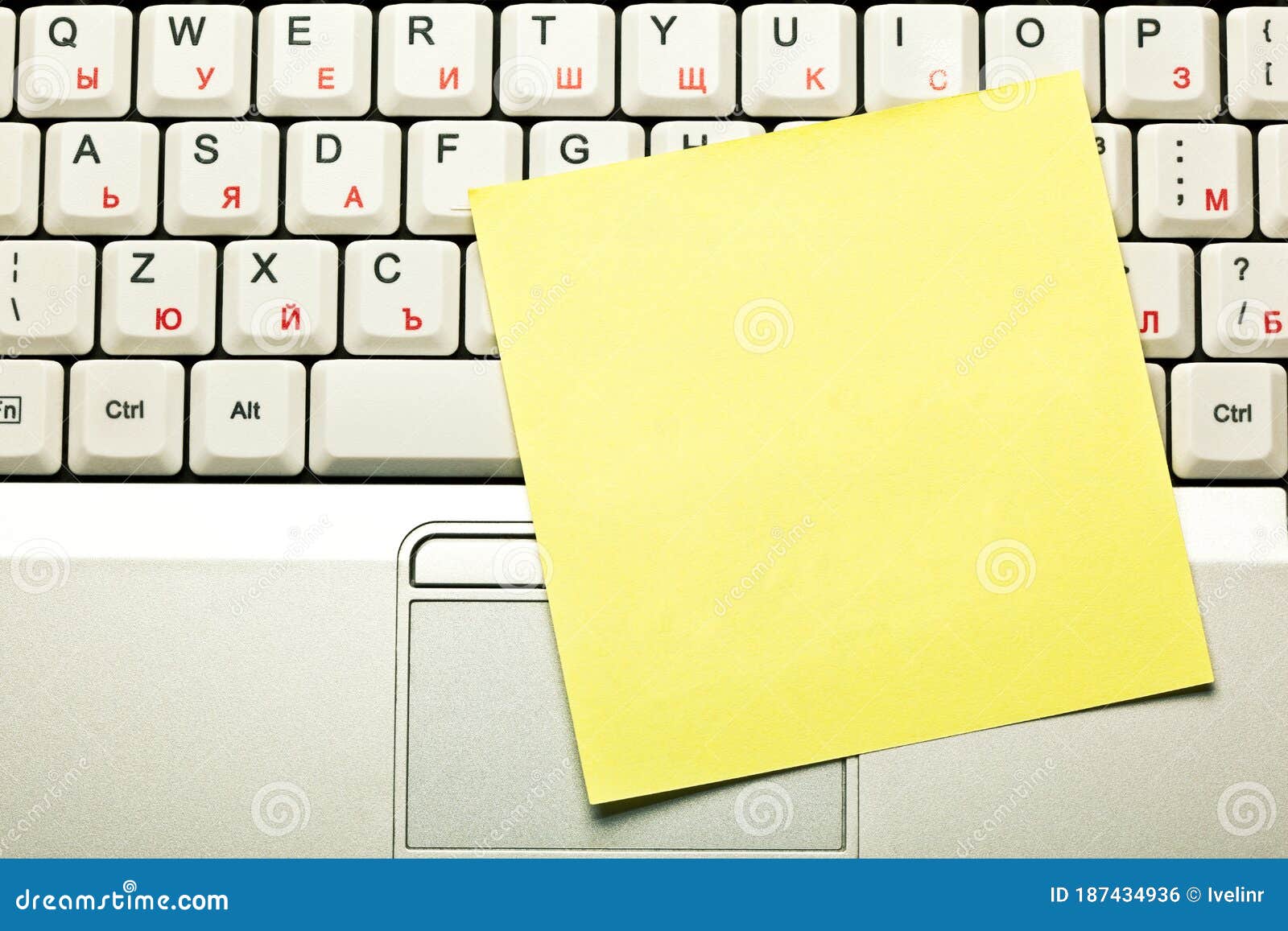 Clear Yellow Sticky Note on Laptop Keyboard Stock Photo Image of