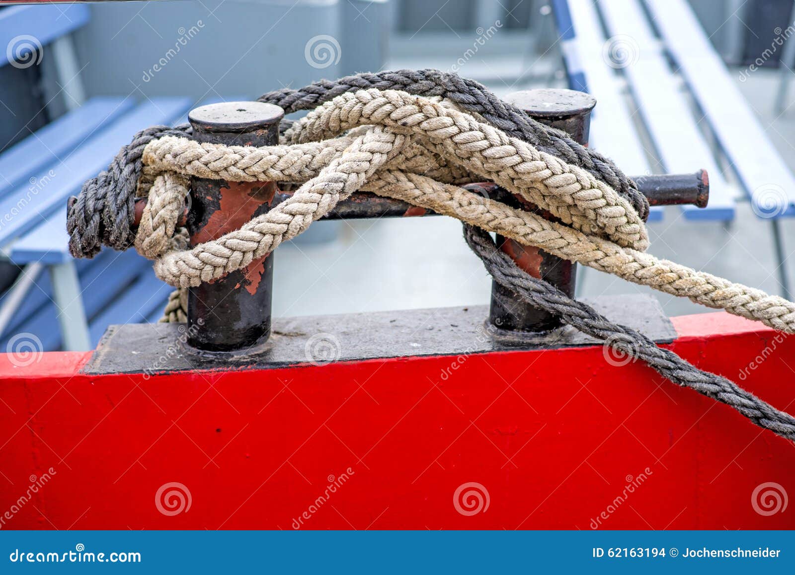 Cleat with mooring line stock photo. Image of port, bench 62163194