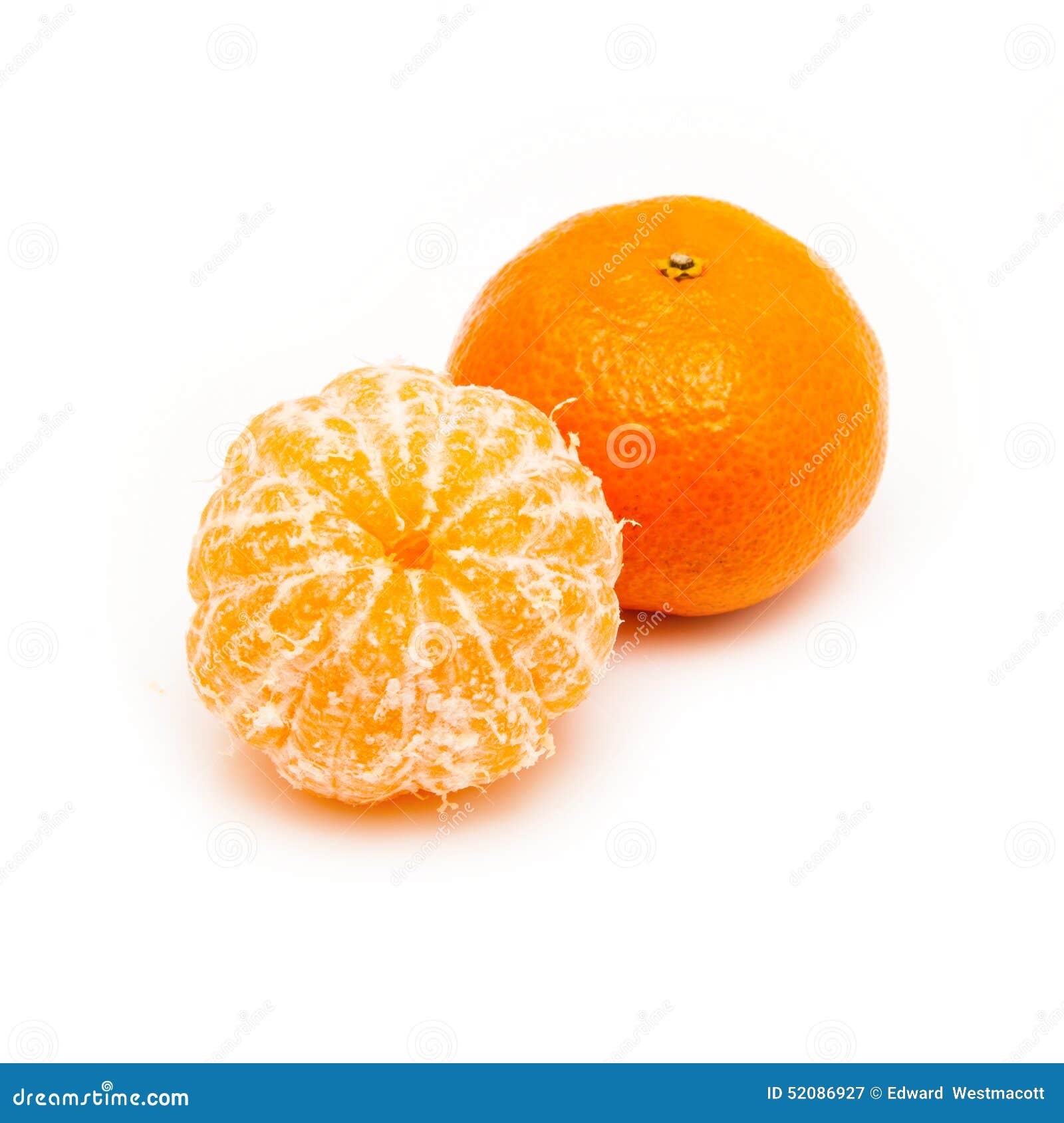 Clementine with Segments on a White Background Stock Image Image of