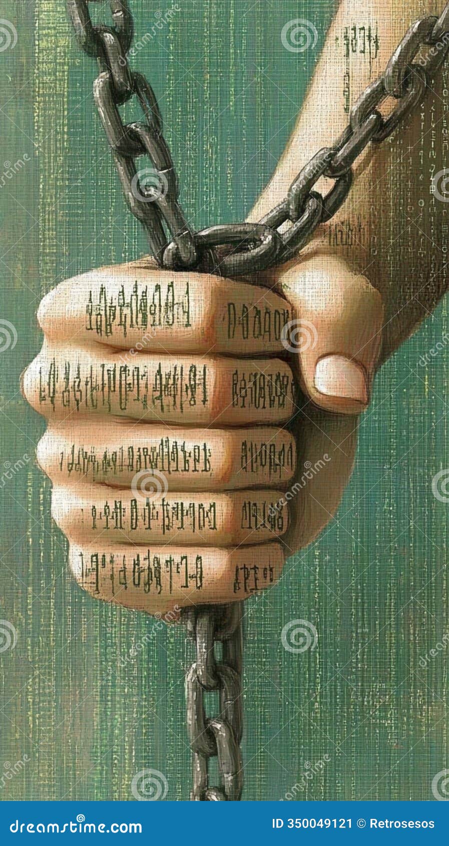 clenched fist breaking free from shackles of digital driven oppression and censorship