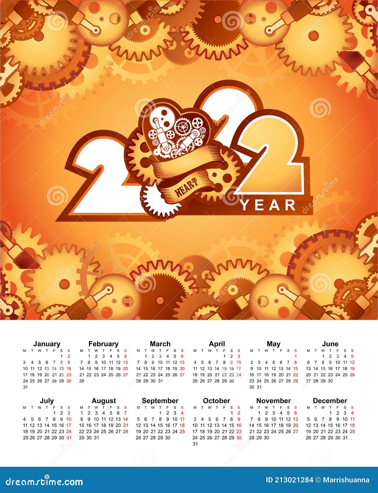 2022 Clendar Mesh Mechanical Parts Gears Stock Vector - Illustration Of Date, Diary: 213021284