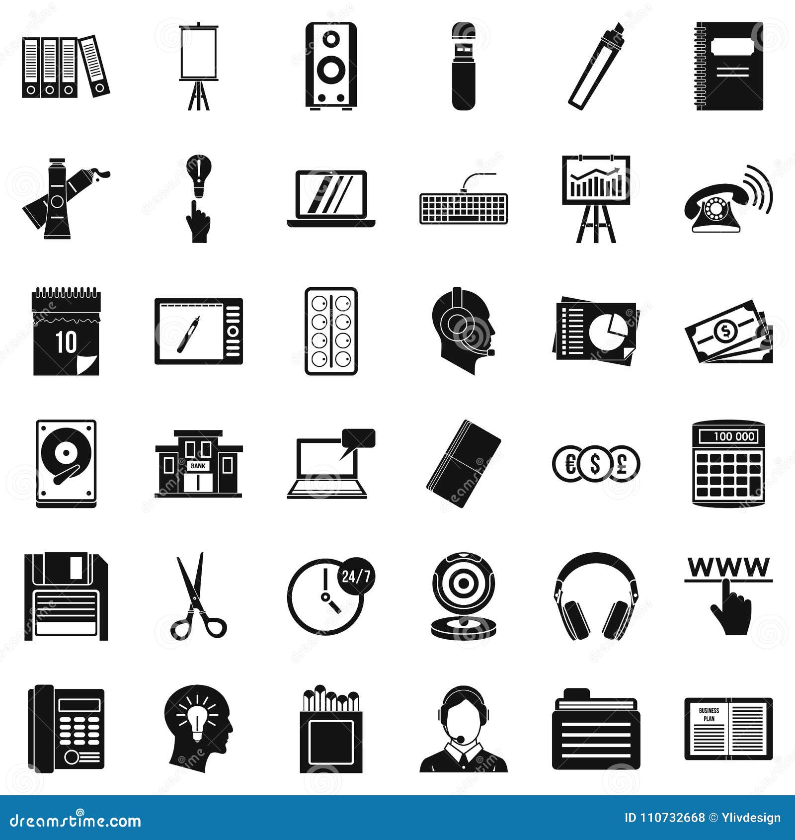 clerical work icons set, simple style