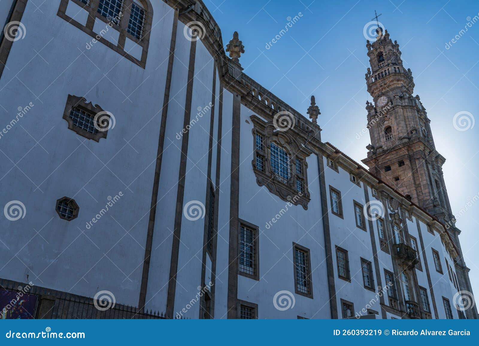 clerigos tower in the city of porto in portugal