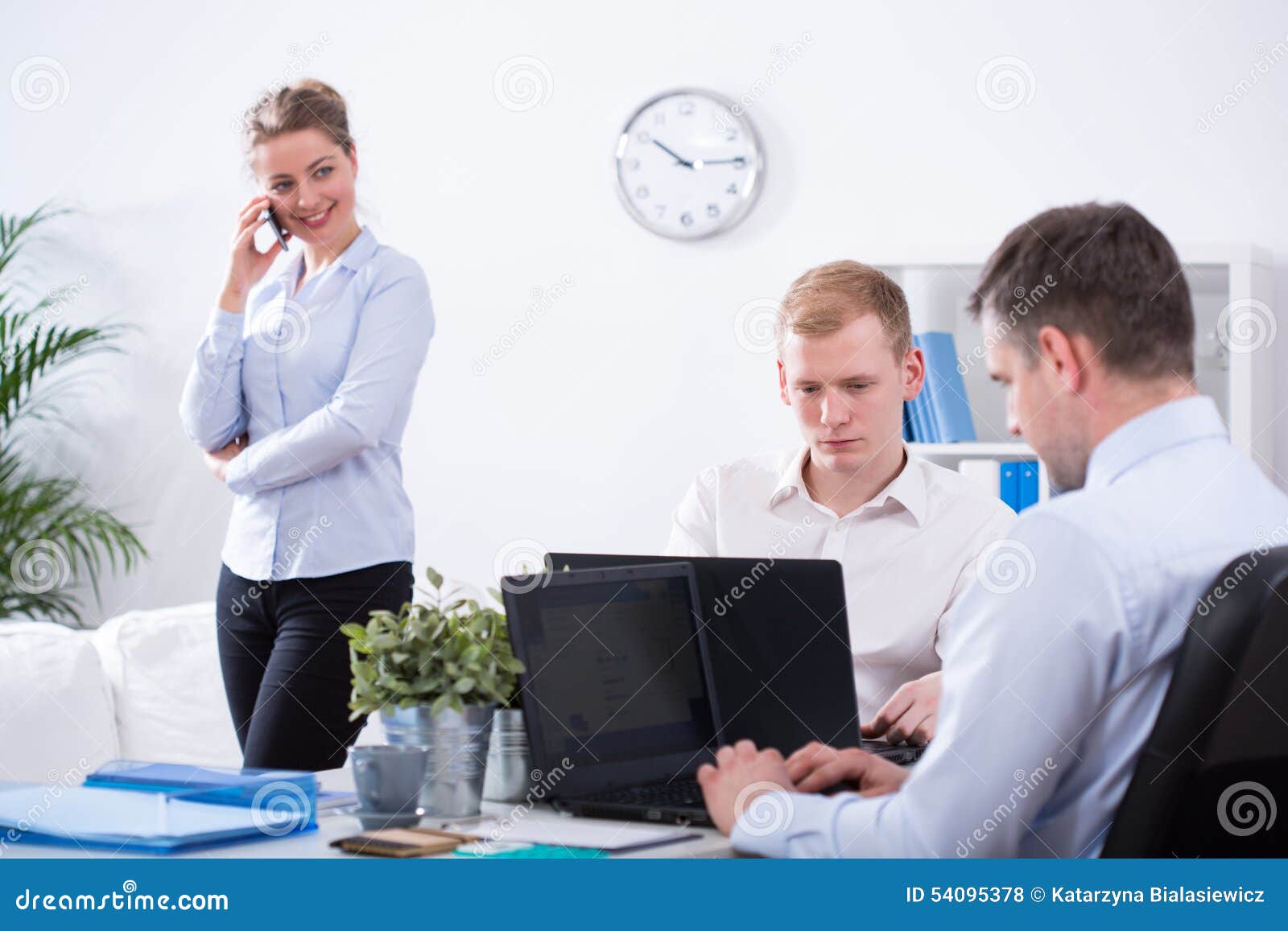Clerks Working in Corporation Stock Photo Image of boss, clerk 54095378