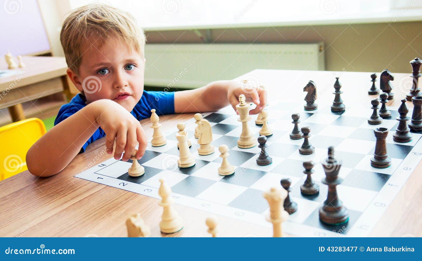 Little Clever Boy Playing Chess Online Stock Photo - Image of monitor,  home: 62046156