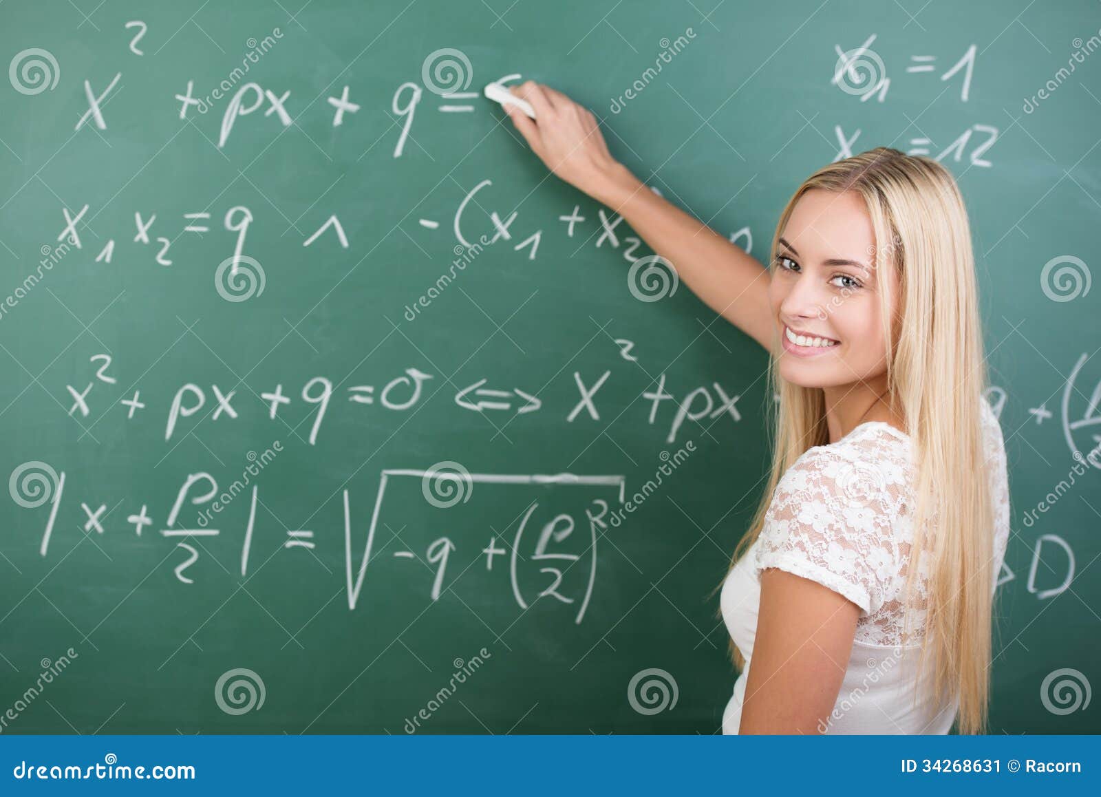 Clever Confident Female Student In The Classroom Stock Image - Image of number, chalk ...1300 x 958