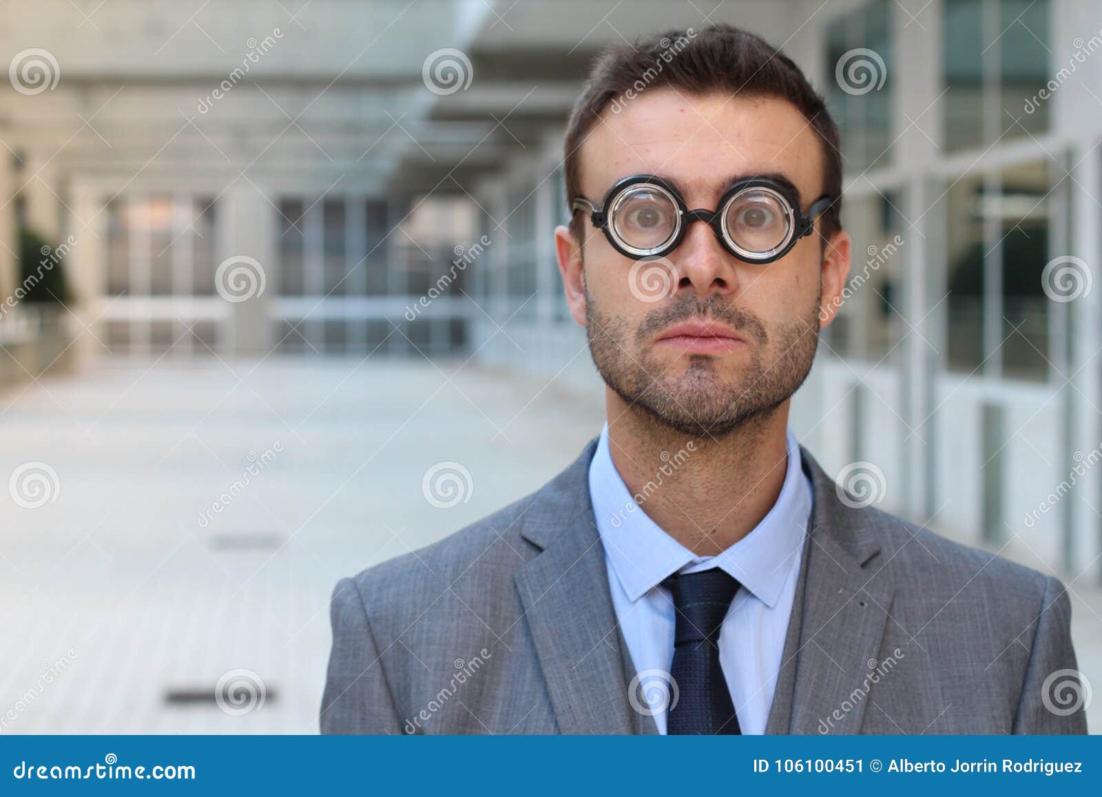 Clever Male with Very Thick Eyeglasses Stock Image Image of genius, idiot 106100451